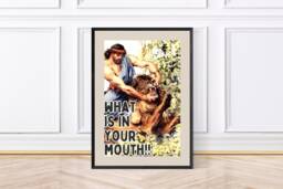 Funny Animal Kitchen Print, Samson & The Lion, Vintage Print Framed Wall Art - thumbnail 1
