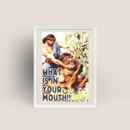 Funny Animal Kitchen Print, Samson & The Lion, Vintage Print Framed Wall Art - thumbnail 3