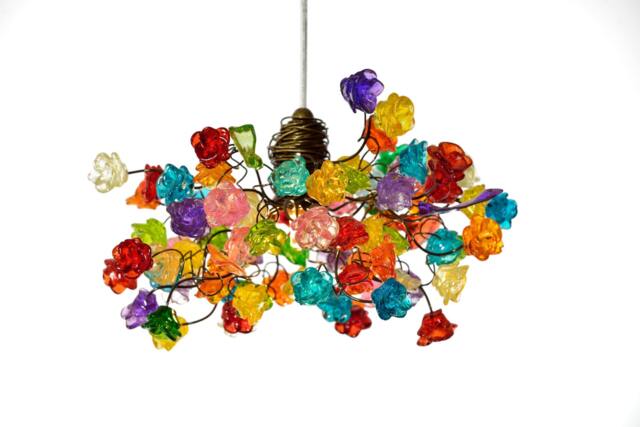 Multicolored Pendant Light, Kitchen Island Light With Flowers, A Unique Hand Made Lighting - image 1