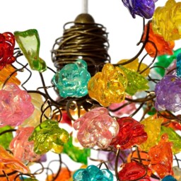 Multicolored Pendant Light, Kitchen Island Light With Flowers, A Unique Hand Made Lighting - thumbnail 2
