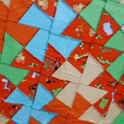 Unfinished Quilt Top Ready To Lap Throw Baby Blanket Orange Gray White Twister - thumbnail 2