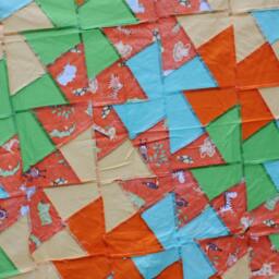 Unfinished Quilt Top Ready To Lap Throw Baby Blanket Orange Gray White Twister - thumbnail 4