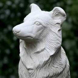 Garden Collie Dog Statue Concrete Scottish Sculpture Outdoor Ornament Front Door Decoration Handmade Art Lawn Decor - thumbnail 4