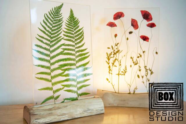 2 Plant Lamps For Tables Night Light, Table Lamp Pair Bedside Set, Lamp Rustic, Modern Wood Base, Accent - image 1
