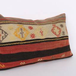 Handwoven Turkish Kilim Lumbar Pillow Bohemian Home Decor - 16x24 Inch - thumbnail 2