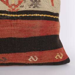 Handwoven Turkish Kilim Lumbar Pillow Bohemian Home Decor - 16x24 Inch - thumbnail 3