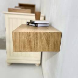 Floating Nightstand With Drawer, Bed Side Table, Night Stand, Bedside Low Oak Table - thumbnail 4