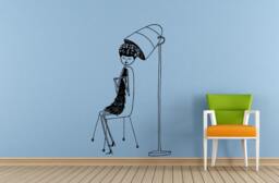 Hairdressing Hair Stylist Girl Woman Sitting Dryer Salon Spa Window Or Wall Car Vinyl Peal & Stick Removable Sticker Decal L1458 - thumbnail 1