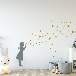 Wall Decal Stars Bubble Girl, Diy-Set Of Sticker - Peel & Stick With Soap Girl - 5 Sizes, Girl - & Kids-Room-Decor - thumbnail 2
