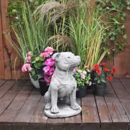 Large Staffordshire Bull Terrier Dog Stone Cast Garden Statue - thumbnail 1