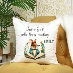 Personalised Green Bunny Design Reading Blanket Cushion Book Lovers Present Gift Set - thumbnail 3