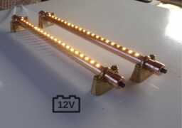 2x 30cm/12In 12V Touch Dimmer Or Push Switch Copper Lighting Fixtures. Warm White Leds, Brass Mounts. Campervan, Boat Reading Kitchen Lamp