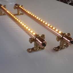 2x 30cm/12In 12V Touch Dimmer Or Push Switch Copper Lighting Fixtures. Warm White Leds, Brass Mounts. Campervan, Boat Reading Kitchen Lamp - thumbnail 2