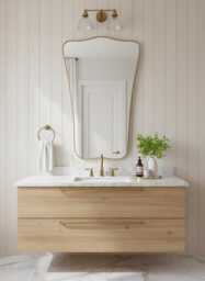 Unlacquered Brass Mirror - Curved Bathroom Wall Mirrors