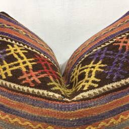 Vintage Turkish Kilim Pillow Cover, Handwoven Accent - 16x24 - thumbnail 2