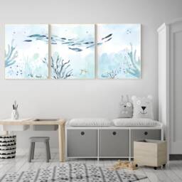 Under The Sea Wall Art, Ocean Nursery Decor, Nautical Print Set, Under Nursery, Gender Neutral Ocean, Nautical - thumbnail 2