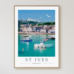 st Ives Harbour Cornwall Travel Print. Cornish Holiday Gift. Beach Wall Art - thumbnail 3