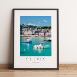 st Ives Harbour Cornwall Travel Print. Cornish Holiday Gift. Beach Wall Art - thumbnail 2