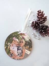Christmas Gift For Mum, Personalised Wooden Photo Heart Or Bauble, Your On Wood, Gift, Handmade, Bespoke For Mum/Mummy - thumbnail 1