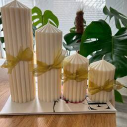 Thick Ribbed Soy Wax Candle - Pillar Aesthetic Home Decor - thumbnail 3