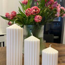 Thick Ribbed Soy Wax Candle - Pillar Aesthetic Home Decor - thumbnail 2