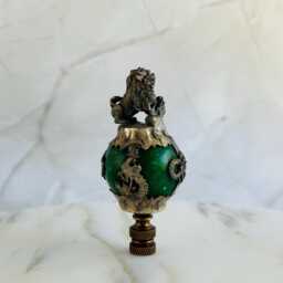 Chinese Foo Dog Lamp Finials On Bronze Hardware - A Single Finial Or Matching Pair - thumbnail 4