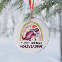 Personalised Dinosaur Christmas Baubles, Children's Ceramic Bauble, Tree Decoration For Children - thumbnail 3
