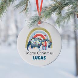 Personalised Dinosaur Christmas Baubles, Children's Ceramic Bauble, Tree Decoration For Children - thumbnail 2