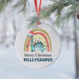 Personalised Dinosaur Christmas Baubles, Children's Ceramic Bauble, Tree Decoration For Children - thumbnail 4