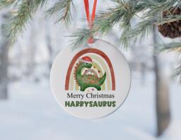 Personalised Dinosaur Christmas Baubles, Children's Ceramic Bauble, Tree Decoration For Children