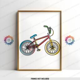 Colorful Bmx Prints - Set Of 3 Posters - Biking Wall Art Decor Line Drawing Bike Artwork Gold Boys Bedroom Print Poster Gifts - thumbnail 3