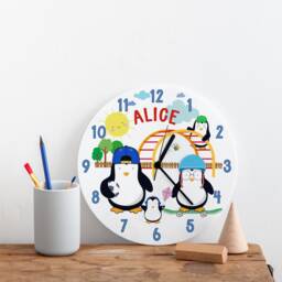 Personalised Penguin Friends Playground Clock - thumbnail 1