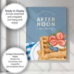 strawberry Waffles Afternoon Tea Party Kitchen Print Canvas Wall Art Decor Picture Ready To Hang - thumbnail 3