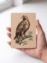 Golden Eagle Art Print - Vintage Scottish Highland Raptor Pine Wooden Postcard Wall - thumbnail 1