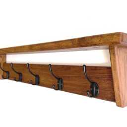 Wall Mounted Oak Coat Rack With Shelf, Entryway Organizer Rail Hooks, Solid Wood Hallway Storage, Handmade Rustic Wooden Holder Hook Hanger - thumbnail 3