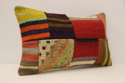 Lumbar Pillow, Patchwork Sofa Pillow, 12x20 in 30x50 cm, Vintage Turkish Kilim Pillow, Home Cushion Cover Boho Pillow 4Oef-922