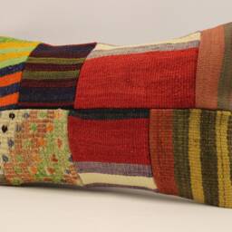 Lumbar Pillow, Patchwork Sofa Pillow, 12x20 in 30x50 cm, Vintage Turkish Kilim Pillow, Home Cushion Cover Boho Pillow 4Oef-922 - thumbnail 3