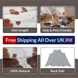 Authentic Large Brown & White Cowhide Rug - Statement Piece For Sophisticated Decor - thumbnail 4