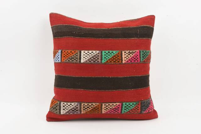 Handmade Red Kilim Pillow Cover Vintage Turkish Throw - 20x20 - image 1