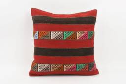 Handmade Red Kilim Pillow Cover Vintage Turkish Throw - 20x20 - thumbnail 1