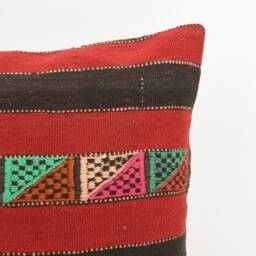 Handmade Red Kilim Pillow Cover Vintage Turkish Throw - 20x20 - thumbnail 2