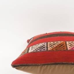 Handmade Red Kilim Pillow Cover Vintage Turkish Throw - 20x20 - thumbnail 4