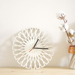 Wooden Geometric Clock, Modern Minimal Design, Poplar Wood, Wall Art, Original Home Decor, Unique & Natural Gift, Round Shape 11 Inch - thumbnail 3