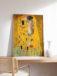 Gustav Klimt The Kiss Cat Print, Poster, Art, Floral Wall Art Decor, Lover Gift, A1/A2/A3/A4 - thumbnail 1