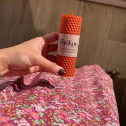 100% Beeswax Pillar Candles - Orange & Terracota Candle Aesthetic Hand-Rolled Honeycomb Large - thumbnail 4