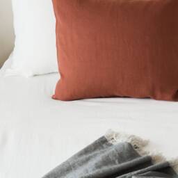 Linen Pillow Case in Stylish Terracotta With Envelope Closure/Washed Linen Cases Brick Red/Custom Size Shams - thumbnail 3
