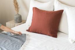 Linen Pillow Case in Stylish Terracotta With Envelope Closure/Washed Linen Cases Brick Red/Custom Size Shams