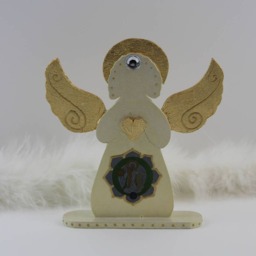 Angel Of Time & Knowledge Home Decor With Leaf Gold Gilded Wings Heart, Good Luck Gift Idea, Archangel Metatron Wedding Decoration - thumbnail 3