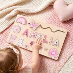Custom Baby Girl Name Puzzle, Wooden Montessori Toys, Christmas Gifts For Toddlers, 1 Year Old Gifts, Personalized 1st Birthday Gifts - thumbnail 2