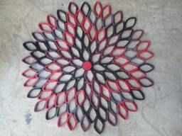 Red & Black Dahlia Wall Art Large 3D Geometric Paper Flower - thumbnail 1